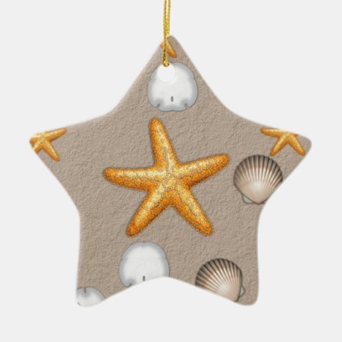 Starfish and Seashells Beach Theme Gifts Ceramic Ornament