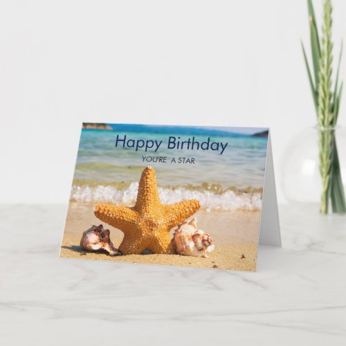 Starfish and Seashells on the Beach Birthday Card
