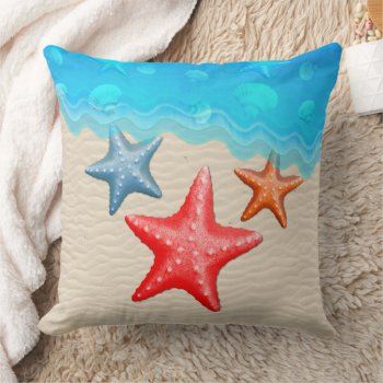 Starfish And Seashells Throw Pillow by BailOutIsland at Zazzle
