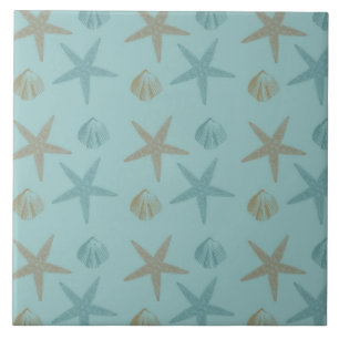 Starfish and Shells Ceramic Tile