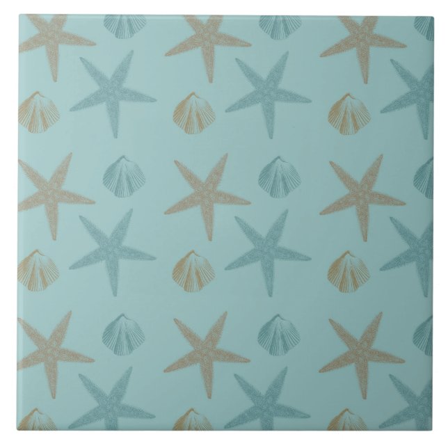 Starfish and Shells Ceramic Tile (Front)