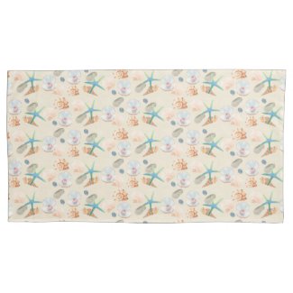 Starfish and Shells Pastel Watercolor Pillowcase