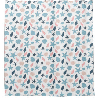 Starfish and shells pattern shower curtain