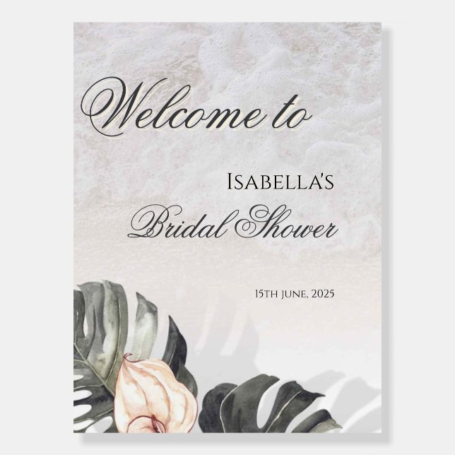 Starfish and Shells Tropical Beach Bridal Shower Foam Board (Front)