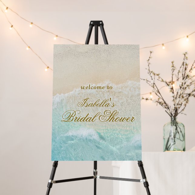 Starfish and Shells Tropical Beach Bridal Shower Foam Board (In Situ (Stand))