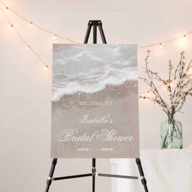 Starfish and Shells Tropical Beach Bridal Shower Foam Board (In Situ (Stand))