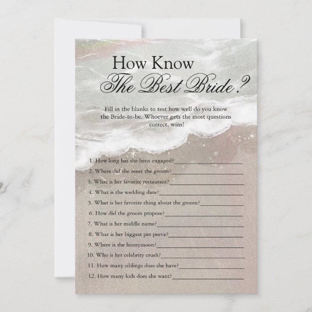 Starfish and Shells Tropical Beach Bridal Shower Invitation (Front)