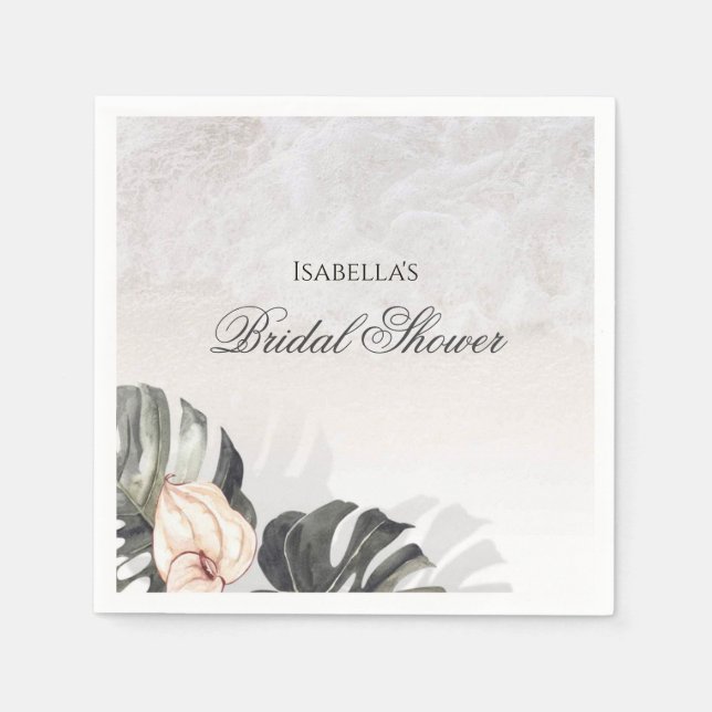 Starfish and Shells Tropical Beach Bridal Shower Napkins (Front)