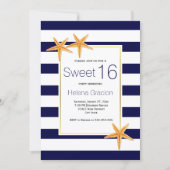 Starfish and stripes beach Sweet Sixteen birthday Invitation (Front)