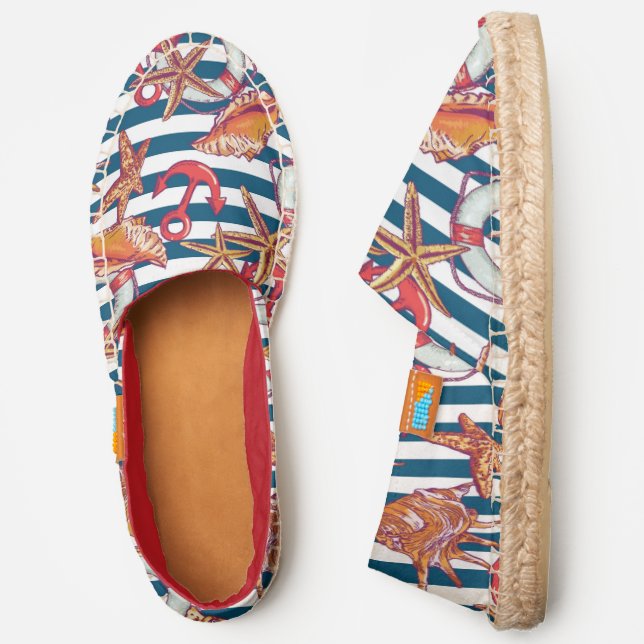 Starfish And Stripes Pattern Espadrilles (Side)