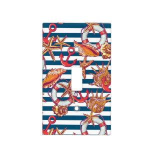 Starfish And Stripes Pattern Light Switch Cover