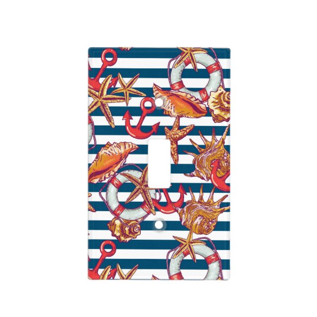 Starfish And Stripes Pattern Light Switch Cover (Front)