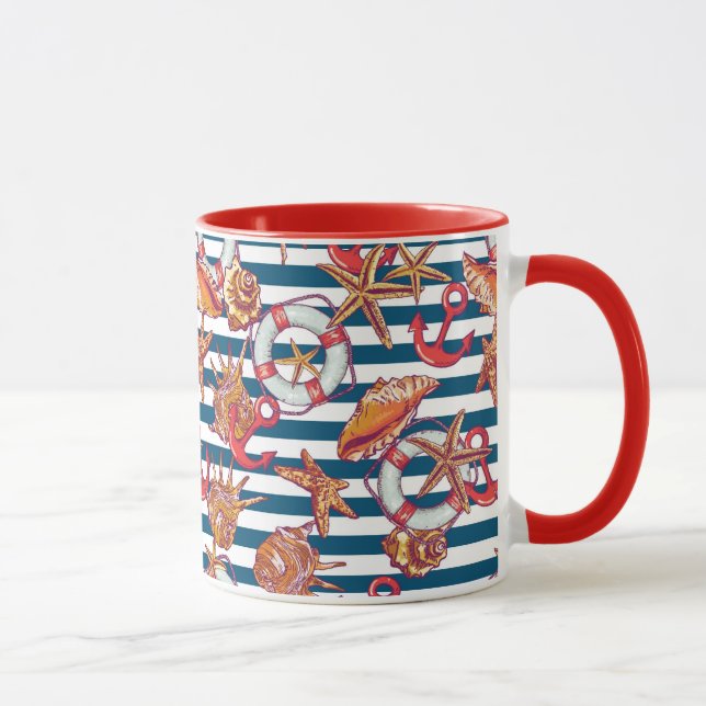 Starfish And Stripes Pattern Mug (Right)