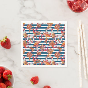 Starfish And Stripes Pattern Napkins