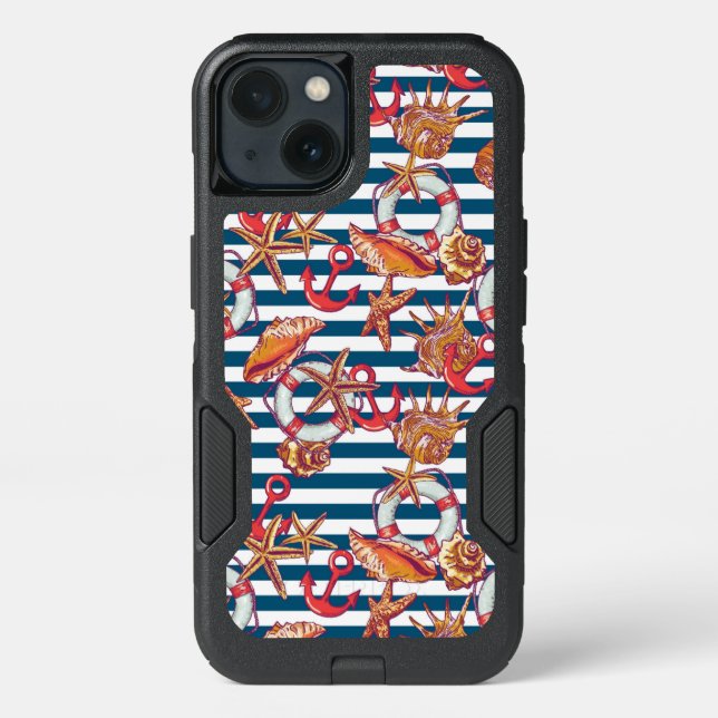 Starfish And Stripes Pattern Otterbox iPhone Case (Back)