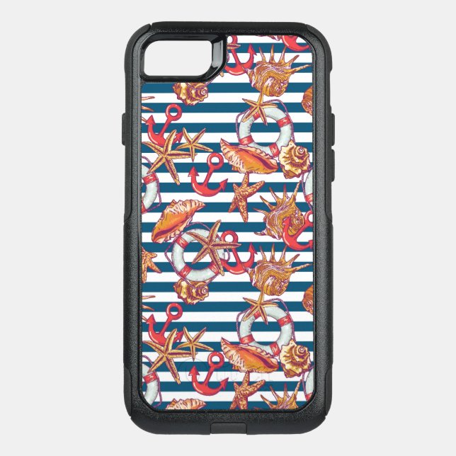 Starfish And Stripes Pattern Otterbox iPhone Case (Back)