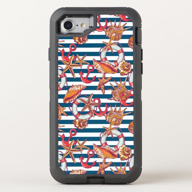 Starfish And Stripes Pattern Otterbox iPhone Case (Back)
