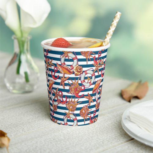 Starfish And Stripes Pattern Paper Cups