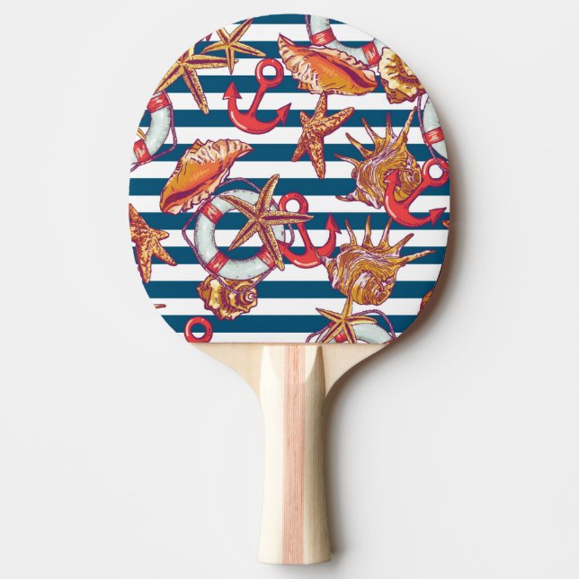 Starfish And Stripes Pattern Ping-Pong Paddle (Front)