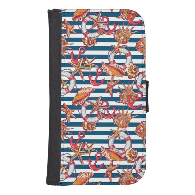 Starfish And Stripes Pattern Samsung Galaxy Wallet Case (Front)