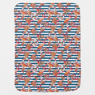 Starfish And Stripes Pattern Stroller Blanket