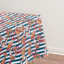 Starfish And Stripes Pattern Tablecloth