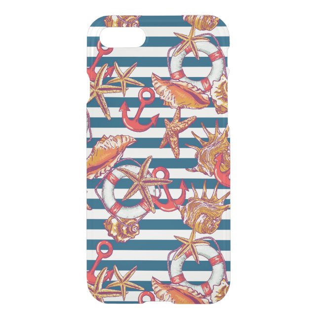 Starfish And Stripes Pattern Uncommon iPhone Case (Back)