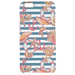 Starfish And Stripes Pattern Clear iPhone 6 Plus Case
