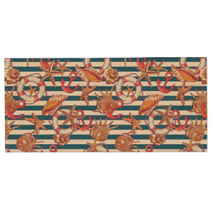 Starfish And Stripes Pattern Wood Flash Drive