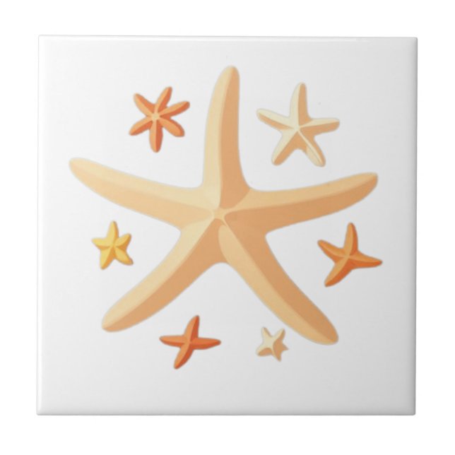 Starfish and the Small Ones Ceramic Tile (Front)