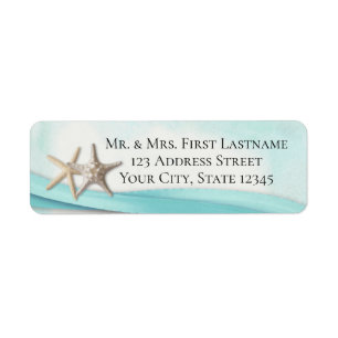 Starfish and Turquoise Ribbon Label