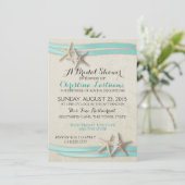 Starfish Aqua Beach Bridal Shower Invitation (Standing Front)