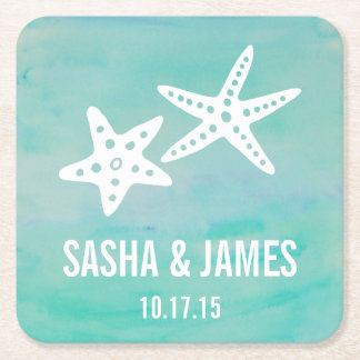 Starfish Aqua Beach Wedding Coasters