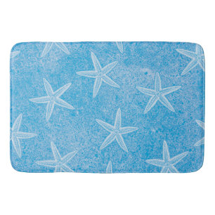 Starfish Aqua Blue Bathroom Mat