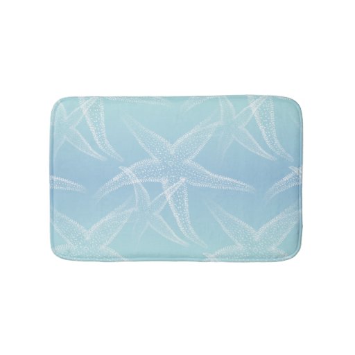 Starfish Aqua Blue Beach Bath Mat | Zazzle