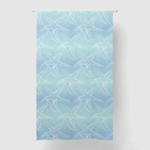 Starfish Aqua Blue Beach Curtain