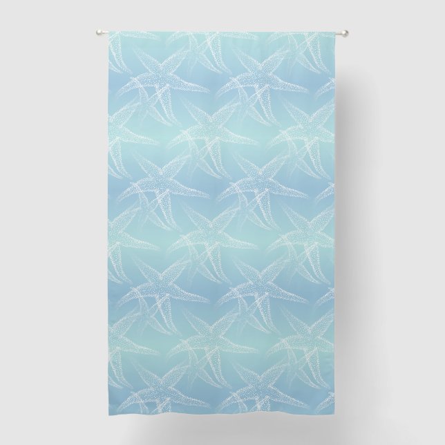 Starfish Aqua Blue Beach Curtain (Front)