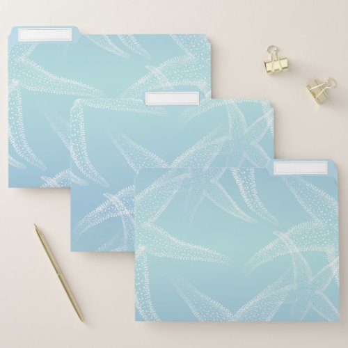 Starfish Aqua Blue Beach File Folders