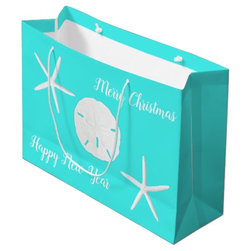 Starfish Aqua Christmas Large Paper Gift Bag