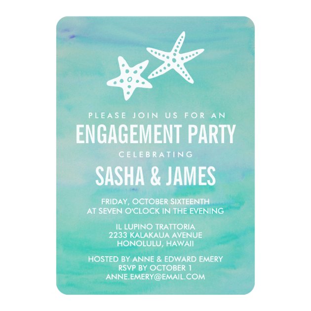 Starfish Aqua Engagement Party Invitations