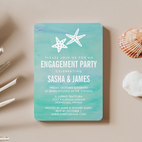 Starfish Aqua Engagement Party Invitations