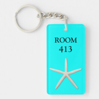 Starfish Aqua Marine Room Number Keychain