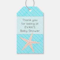 Starfish Aqua Thank You Baby Shower Gift Tags