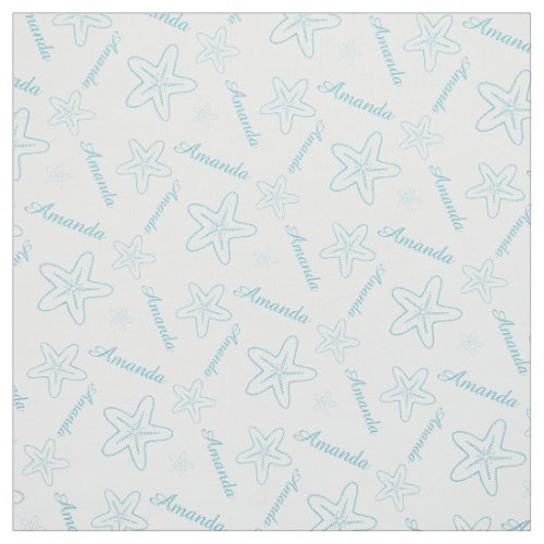 Starfish aqua white customized fabric