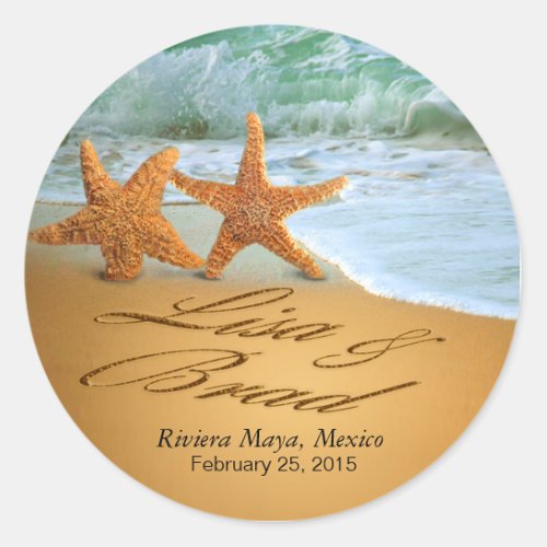 Starfish ASK ME TO DRAW NAMES IN SAND B4 U ORDER Classic Round Sticker