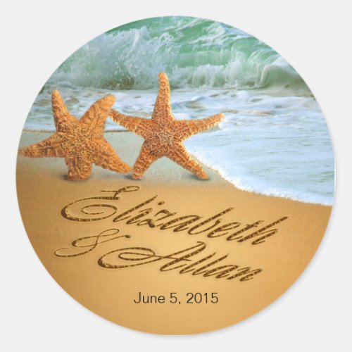 Starfish ASK ME TO DRAW NAMES IN SAND B4 U ORDER Classic Round Sticker