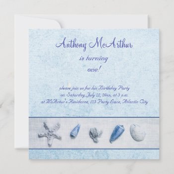 Starfish Baby Birthday Invite by justbecauseiloveyou at Zazzle