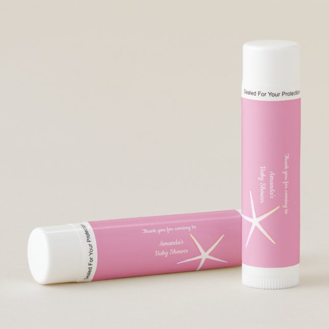Starfish Baby Shower Tropical Pink Nautical Gift Lip Balm (Front)