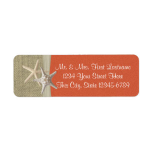 Starfish Beach and Burlap Coral Label
