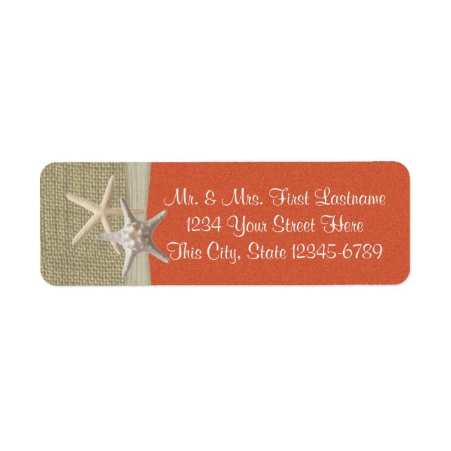Starfish Beach and Burlap Coral Label (Front)